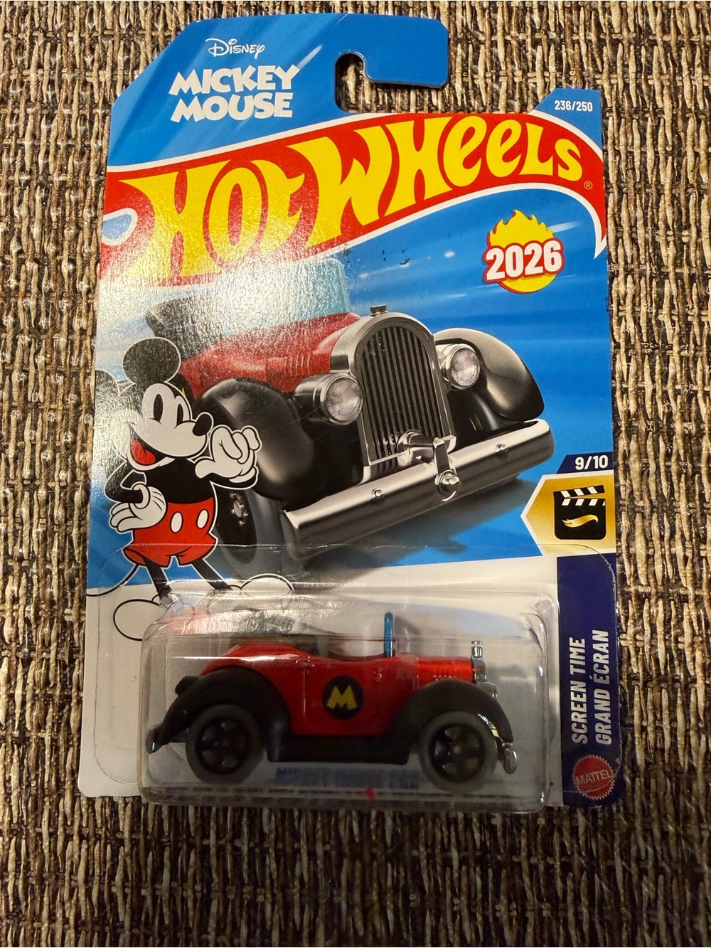 Hot Wheels Disney Mickey Mouse Red Classic Roadster Toy Car